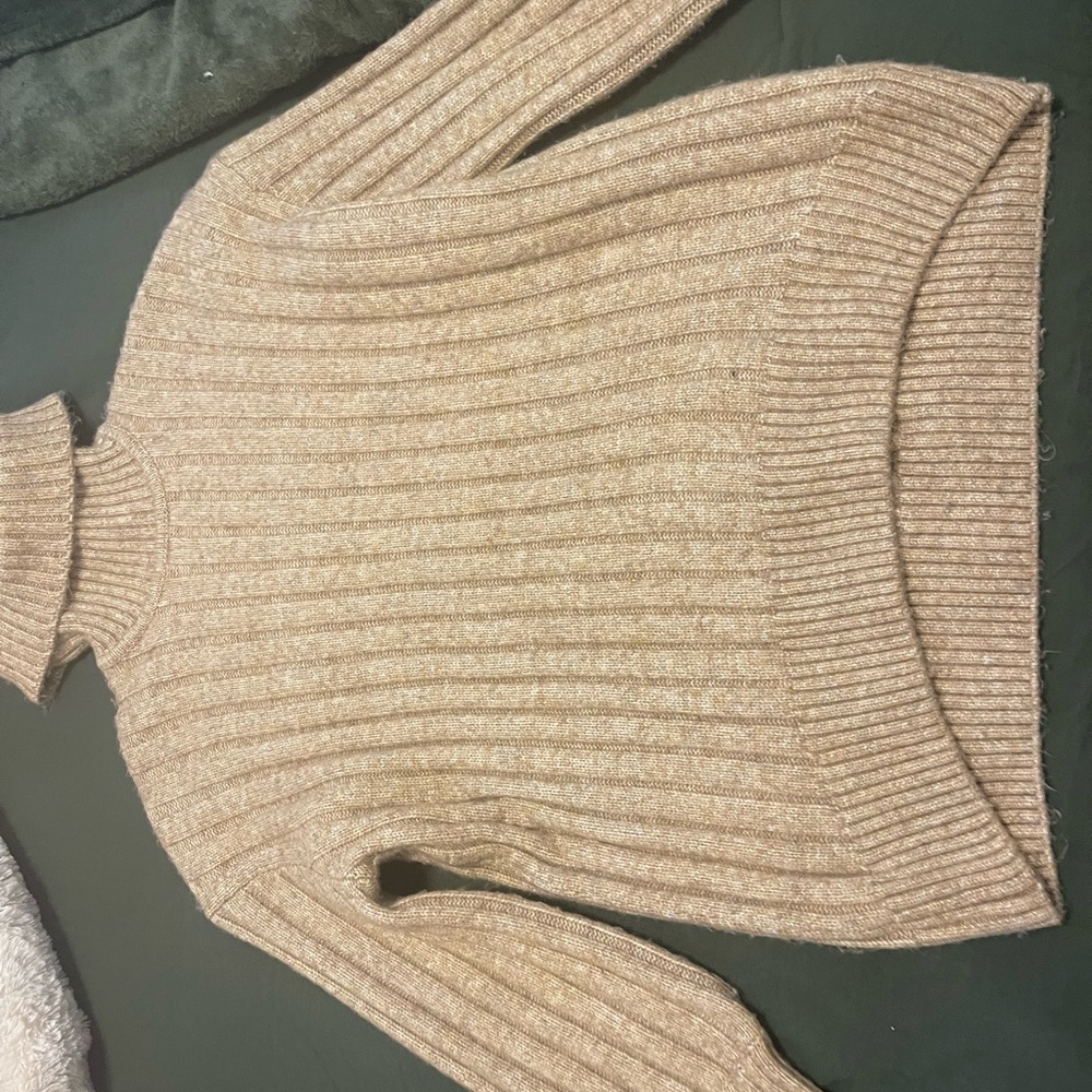 Falls Creek Tan Cowl Neck Sweater